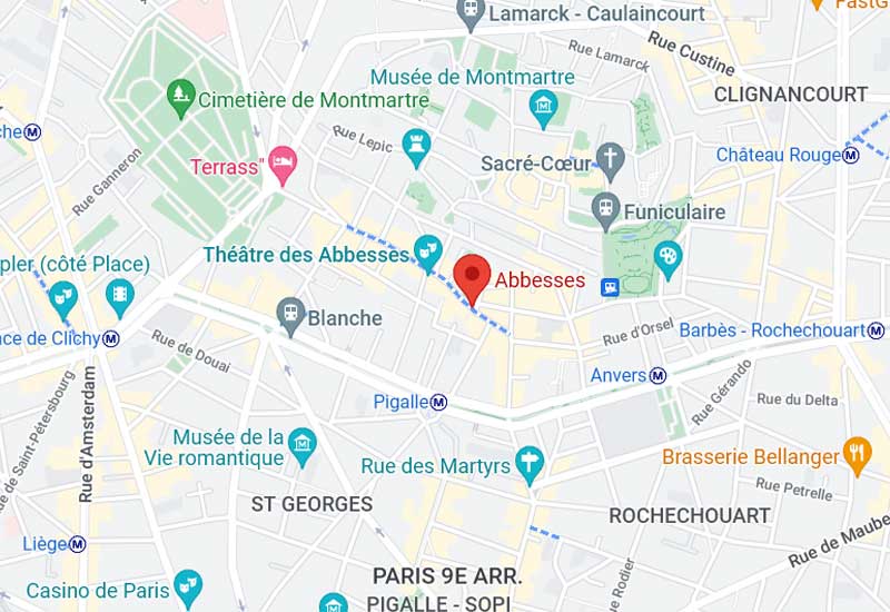 métro Abbesses à Paris, plan accès