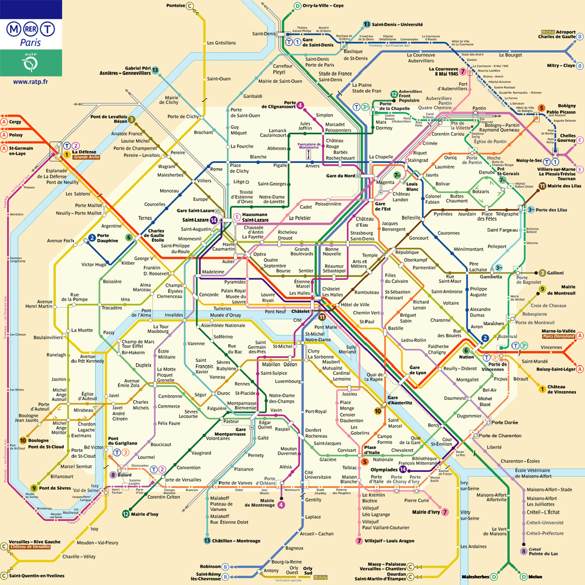 METRO MAP Plan metro Paris plan de Paris