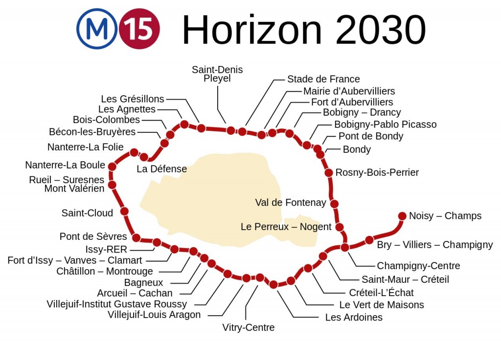 Ligne 15 du métro de Paris prévue en 2025 Plan metro Paris plan de