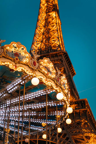 Eiffel Tower and carousel in Paris