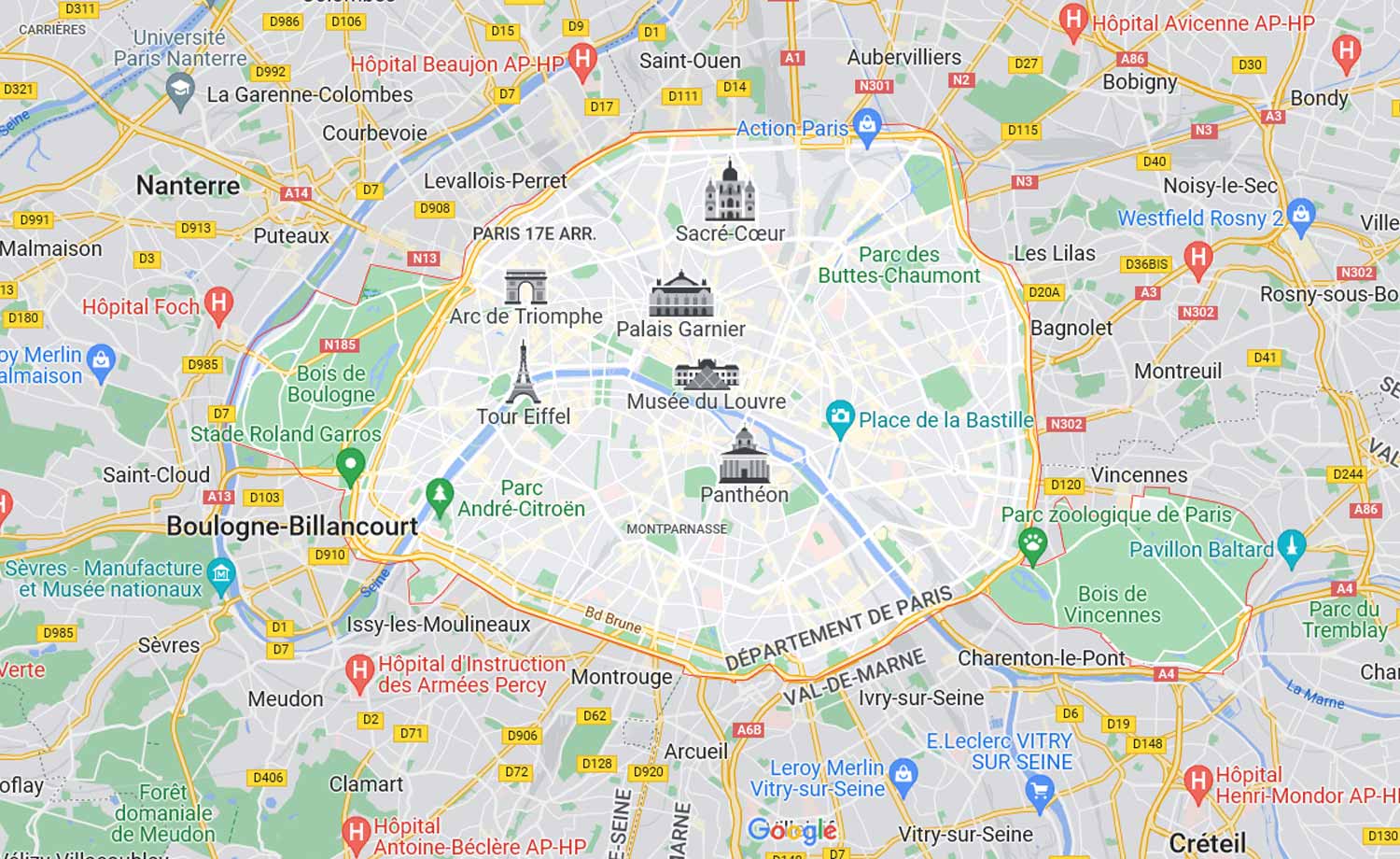 plan Paris et monuments