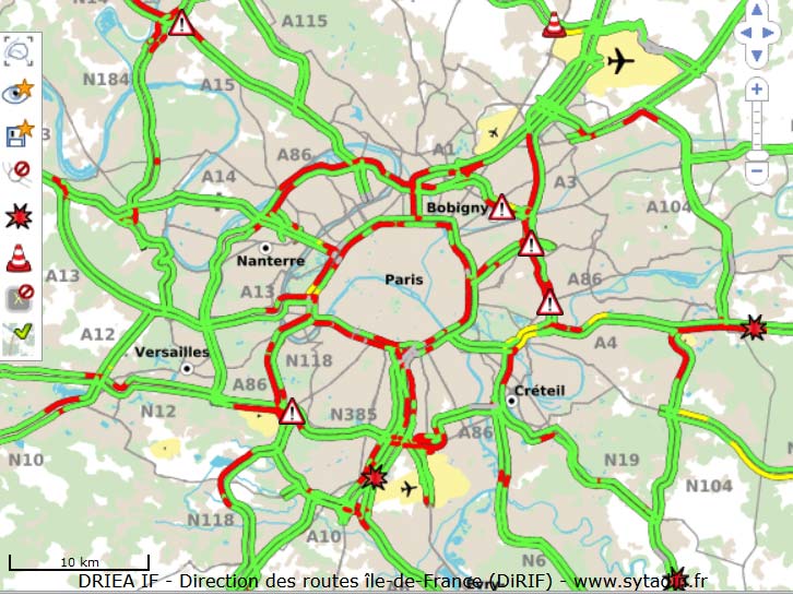 info trafic paris tours