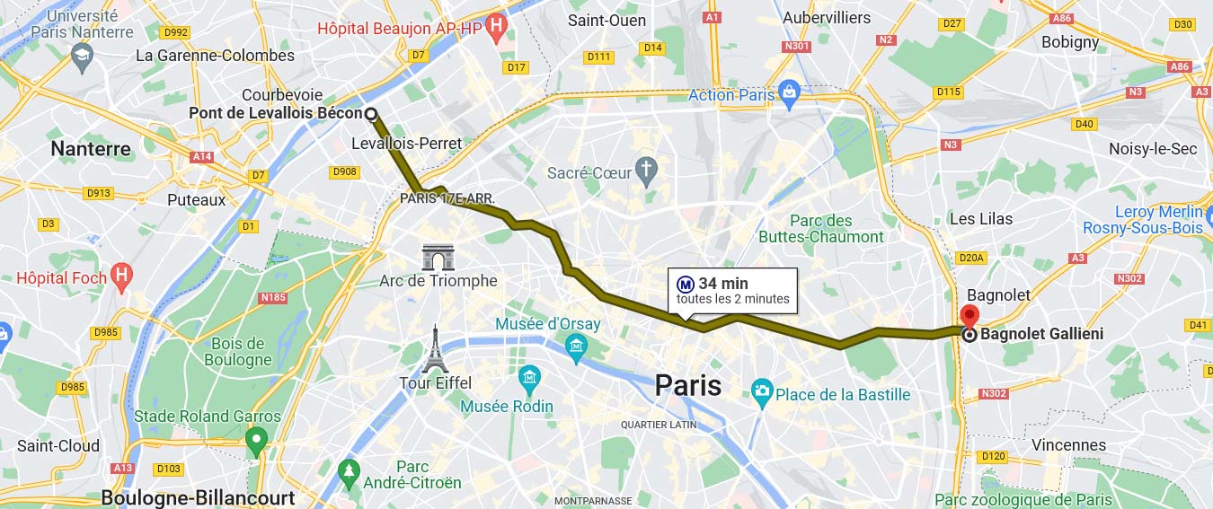Carte ligne 3 metro Paris