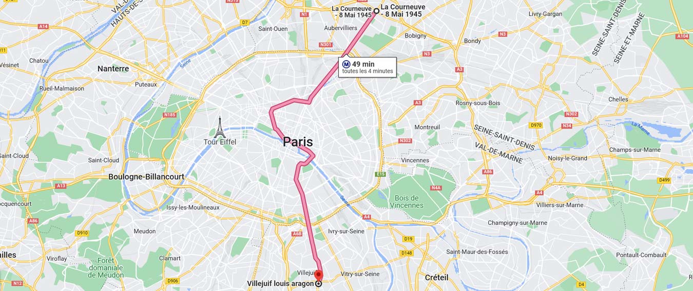Carte ligne 7 metro Paris