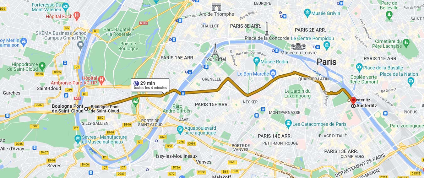 Carte ligne 10 metro Paris