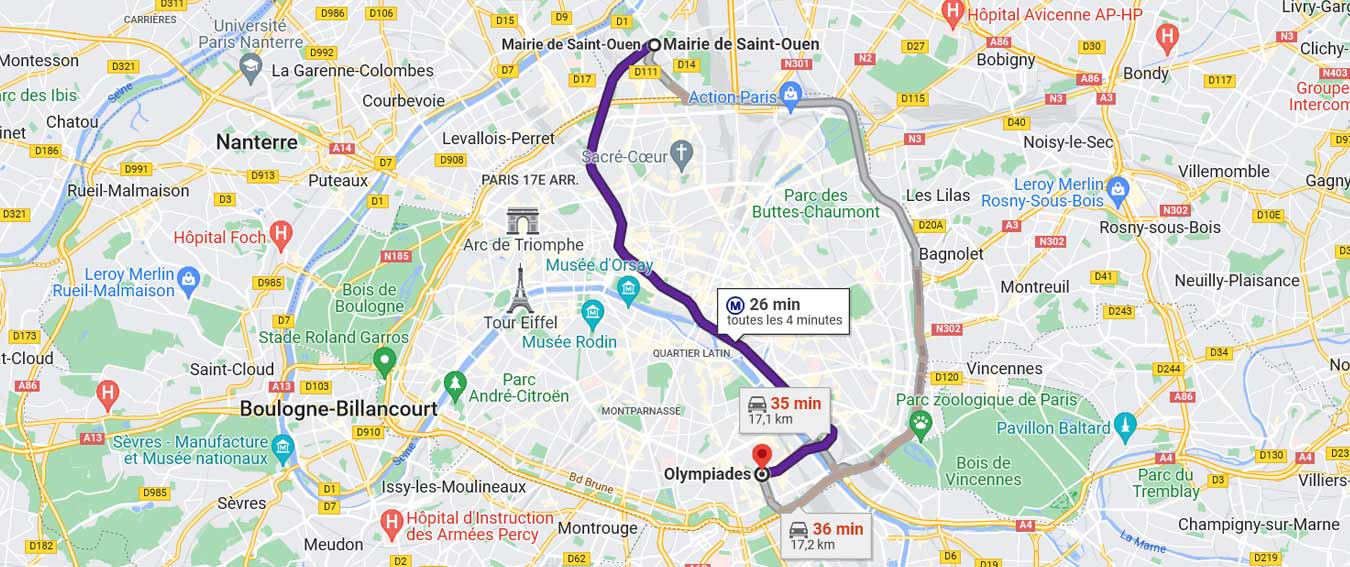 Carte ligne 14 metro Paris