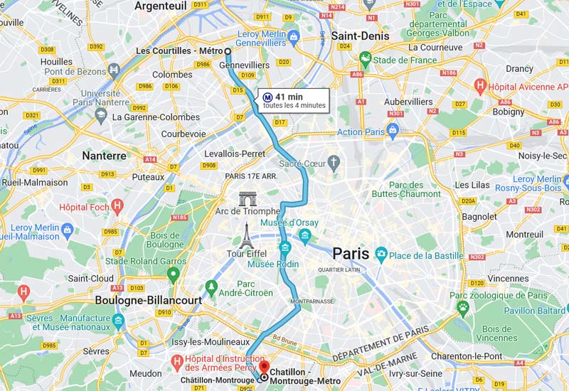 carte trajet ligne 13 du métro de Paris