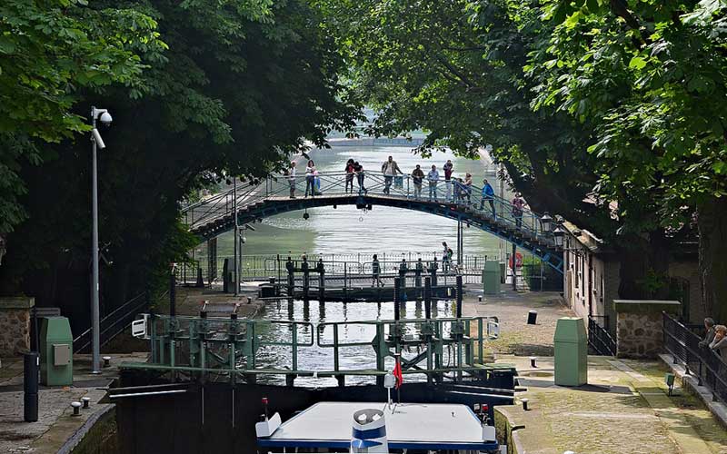 Canal Saint-Martin, passage d'écluse, Paris