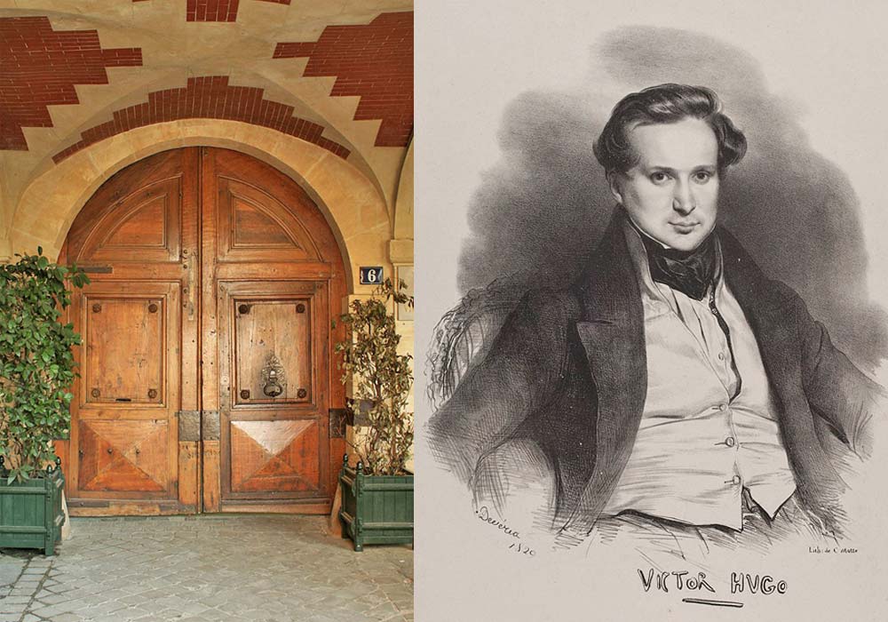 Maison de Victor Hugo, porte d'entrée et portrait en 1839